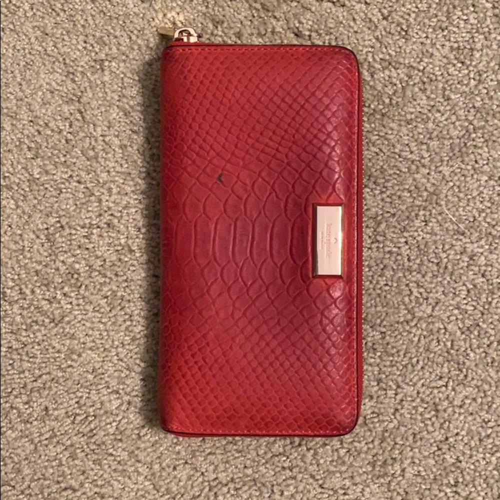 Kate spade burnt orange croc embossed wallet